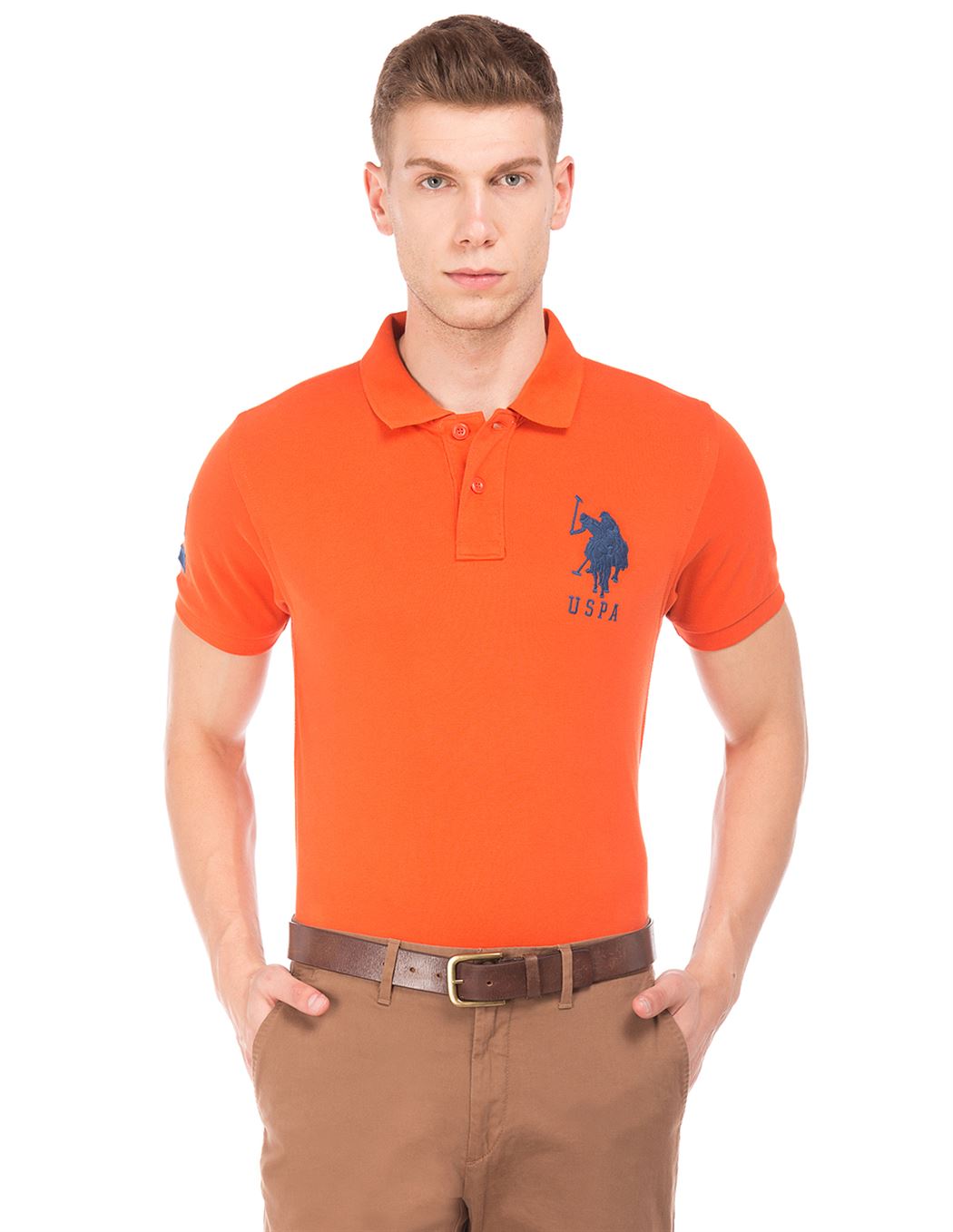 U.S. Polo Assn. Men Casual Wear Orange T-Shirt